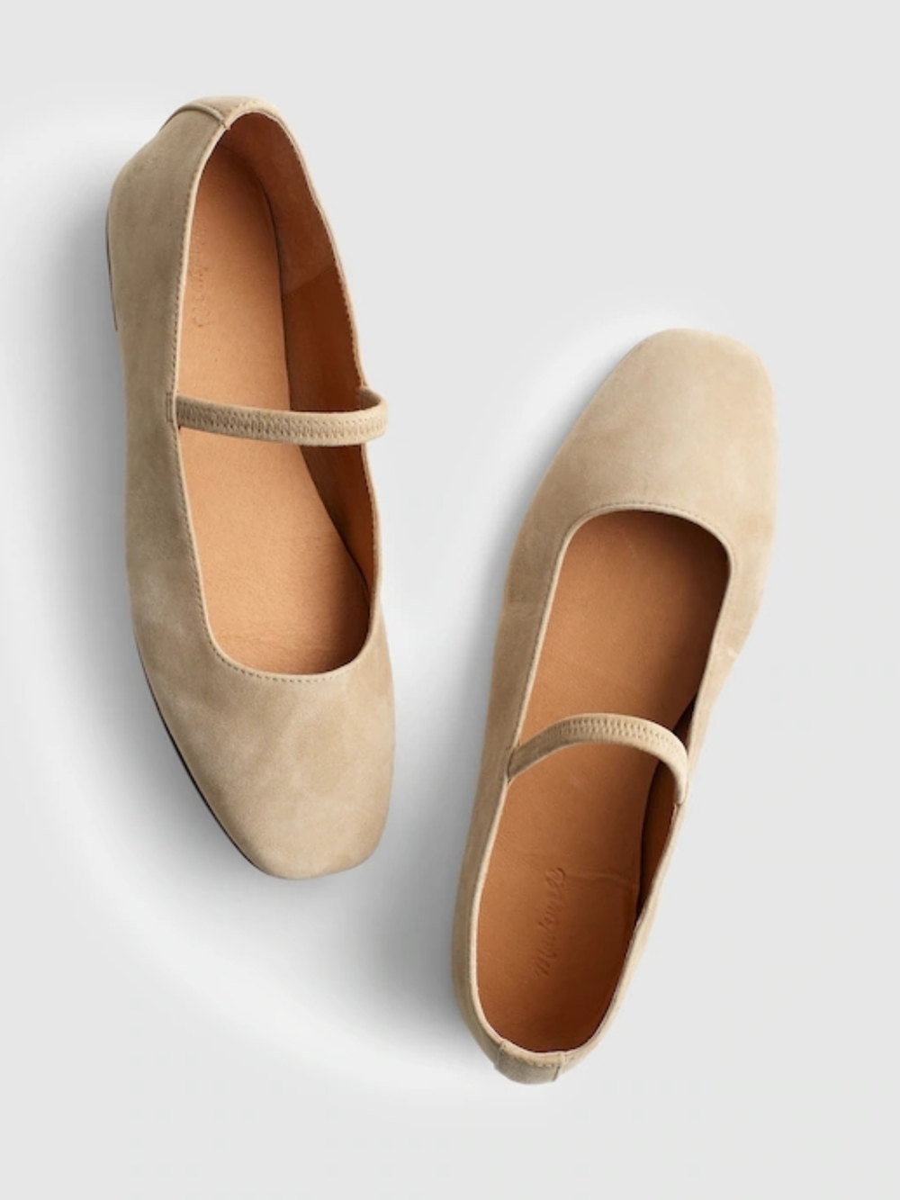 New! Madewell Greta Ballet Leather Suede Flats in Driftwood 6